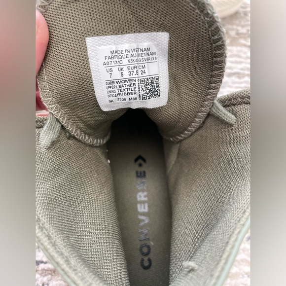 Converse High Top Green Leather Lift Platform Hi Womens size 7 - Picture 7 of 8